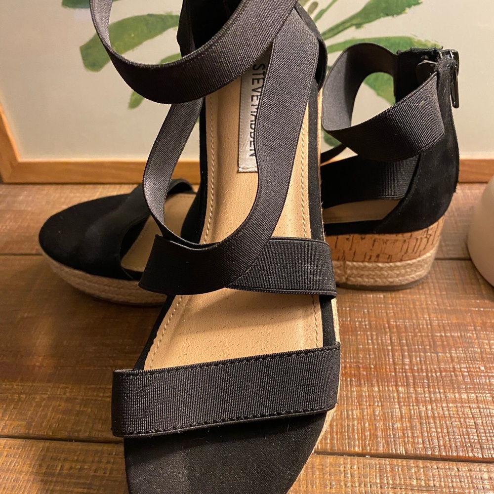 Steve Madden Black Women's Wedge Sandals